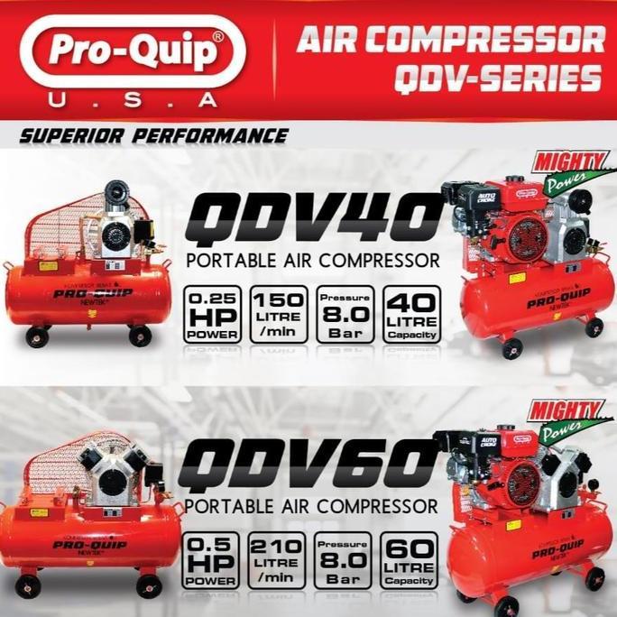 GUNMED Kompresor Angin Udara PROQUIP QDV60 1/2Hp / Portable Air Compressor 0.5 HP QDV 60 Engine Gaso