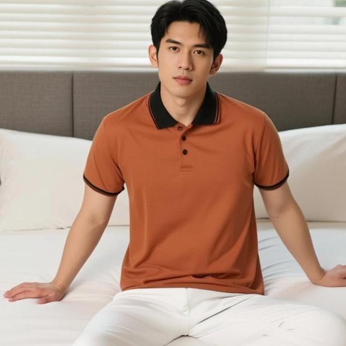 Termurah / Hot Sale [Harga Satuan] Kaos Kerah Polos Kombinasi Lengan Manset Pria Dewasa M L Xl Xxl X