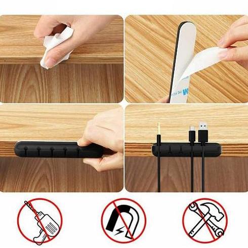 PENATA KABEL ORGANIZER CABLE CORD CLIP KLEM PENGAIT SILICONE PLUG HOLDER KABEL TEMPEL DINDING MEJA