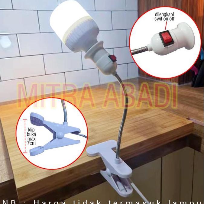 Leggero- Clamp Holder Fitting E27 / Holder Lampu E27 Kabel Fleksibel + Switch
