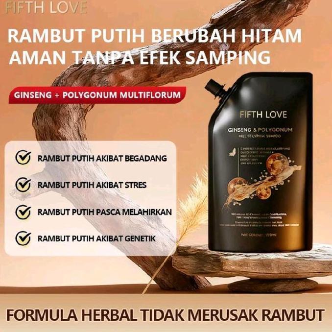 Fifth Love Shampoo Menghitamkan Uban dan Penuh Rambut Alami Jahe dan Ginseng