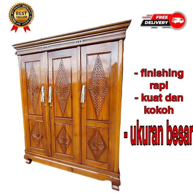 Lemari Jati / Lemari Kayu Jati 3 Pintu Jumbo