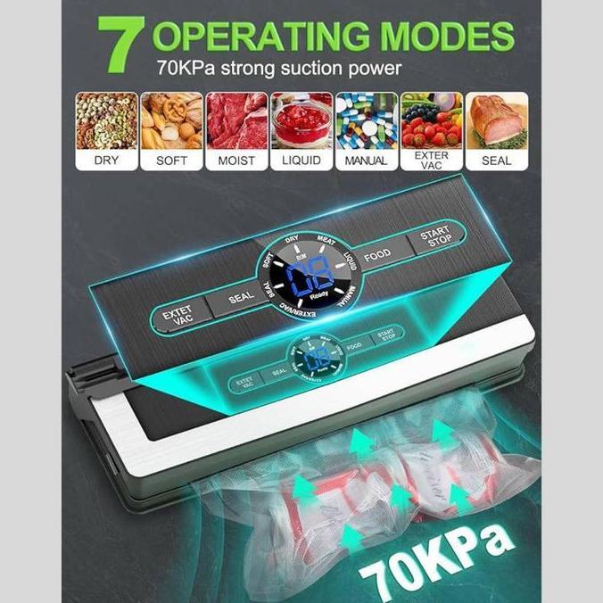 Cibo- Vacuum Sealer Makanan Mesin Vakum Vacum Seal Alat Press Food Segel Sealers Putih