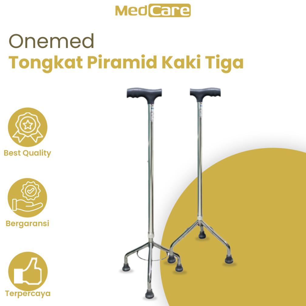 Tongkat Pyramid Kaki 3 Onemed / Alat Bantu Jalan Orang Tua Manula Lansia / Tongkat Jalan Kaki 3 / To