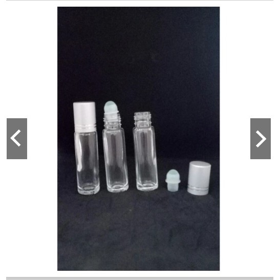 Botol parfum Roll On Alrehab 6 ml per dus @600pc (tutup alumunium dan Roll on Putih susu)