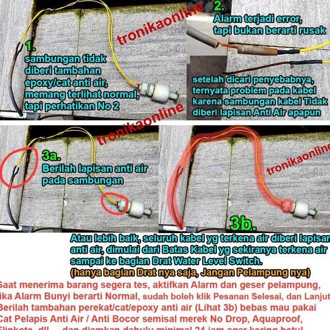 Sikkerhet- Alarm Air Sensor Level Ketinggian Air Bak Mandi Toren Tanki Tandon Air Penuh Habis Wls