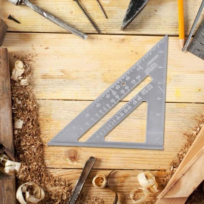 Hiyahiya- Jld Penggaris Siku Segitiga 7-Inch Speed Square 18X25Cm Dengan Gradasi Untuk Tukang Dan Di