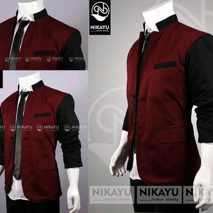 Bisa Cod - Blazer Rain Maroon - Jas Semi Formal Pria Slimfit Korea Pesta Casual Santai Gaul