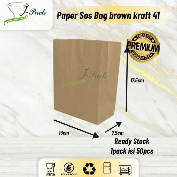 Pacnpac- Kantong Kertas Tanpa Tali | Sos Paper Bag Brown/White Kraft Polos 50 Gsm