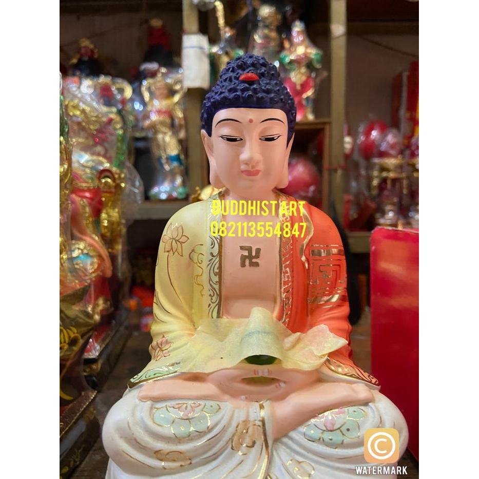 Patung Buddha amitabha sakyamuni 8 inch fiber