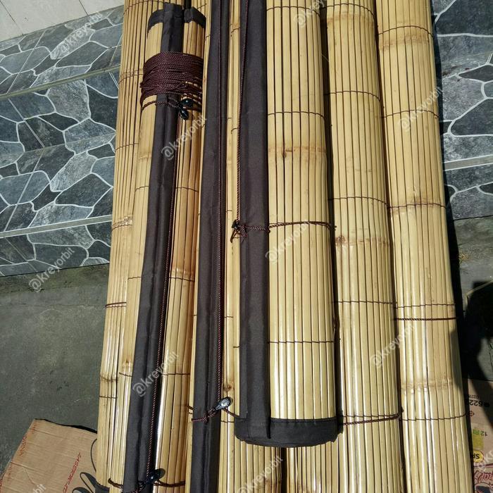Krey bambu waterproof L 2,5m x T 2m / krei bambu anti air / tirai bambu lapisan kain / tirai bambu w