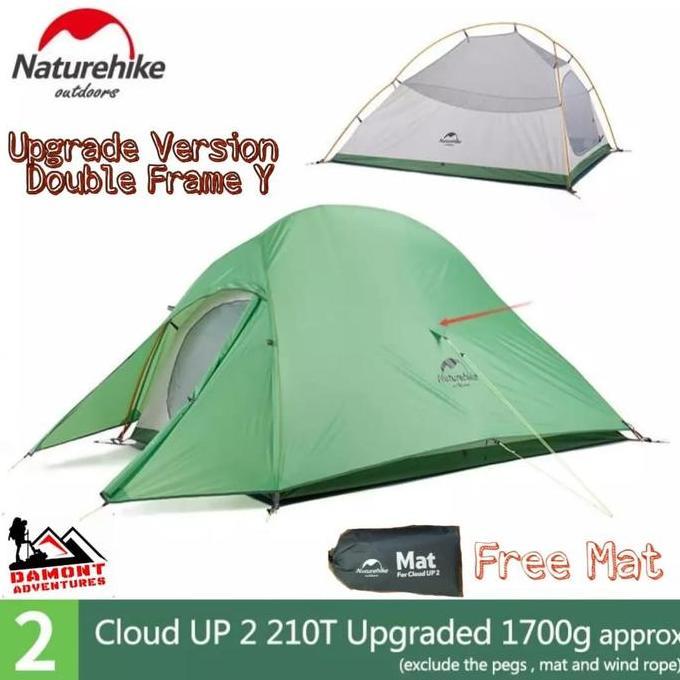 Terlaris Tenda Naturehike Cloud Up 2 Upgrade Version Nh17T001-T/210T