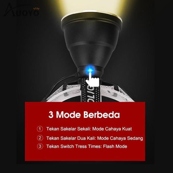 OPSEROS Senter cas kepala Senter led super terang jarak jauh Bisa Charge Baterai Tanam Water Resista