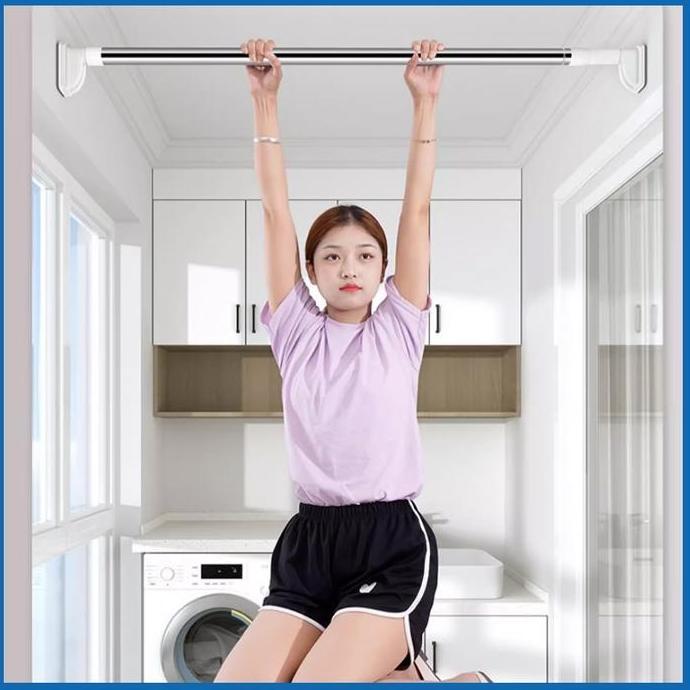 .Marine Tiang Gorden Fleksibel/ Tiang Jemuran / Tiang Serbaguna Kamar Mandi Toilet Dapur Jendela Gor