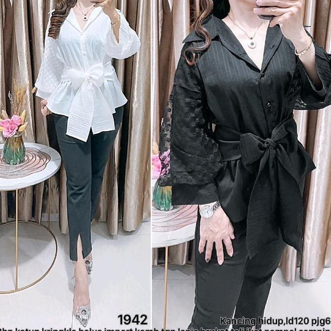 Kemeja Wanita Tangan Kemeja Wanita Tangan Brukat Import L-Xxl Bhn Katun