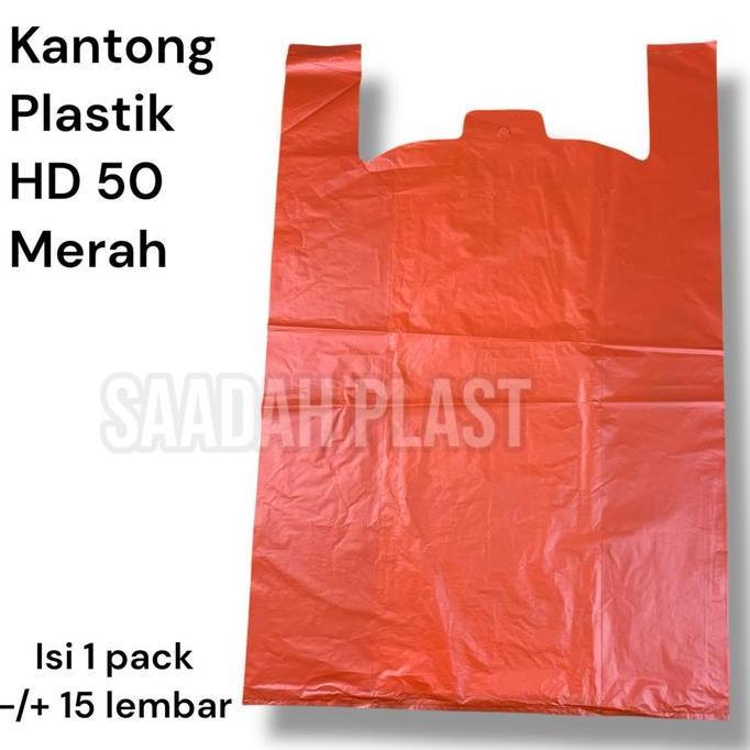 Iyakirim- Kantong Plastik Jumbo Merah Tebal / Kantong Kresek Besar Merah Uk.50