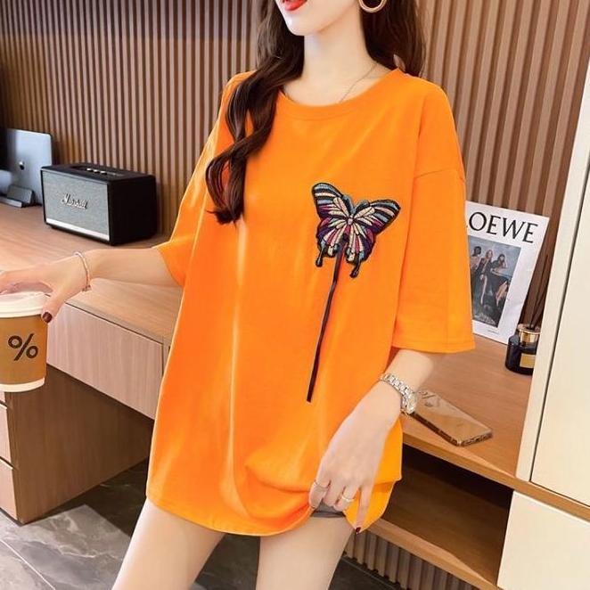 T10/125 Atasan Shirt Oversize Atasan T Shirt Oversize T10 Kupu Bordir / Kaos