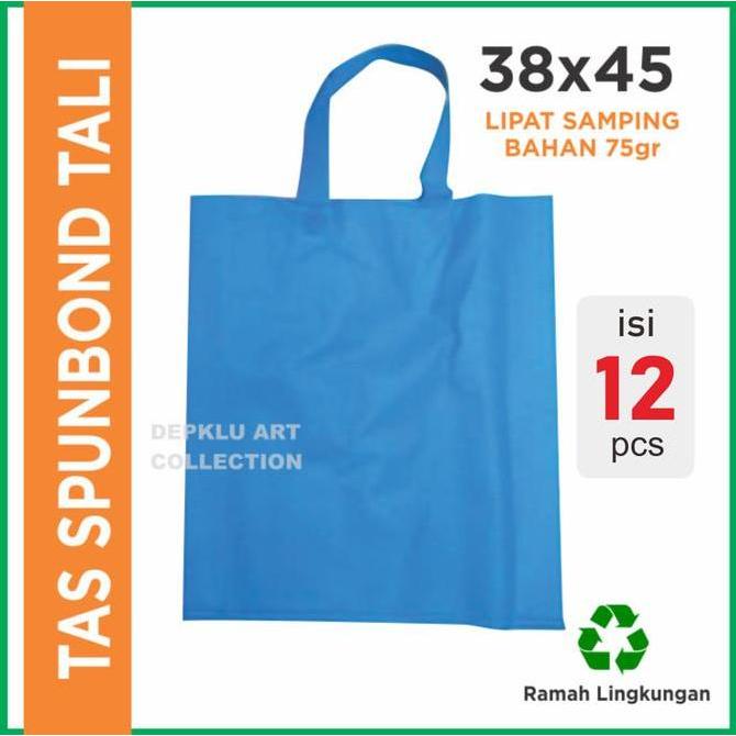 Iyakirim- Tas Spunbond 38X45 Handle Tali 75 Gsm Goodie Bag Polos Tas Belanja Ukuran Besar (Isi 12)