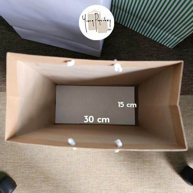 Iyakirim- Paper Bag/Tas Kertas Paperbag Polos Kraft Coklat 30 X 15 X 35 -150 Gsm