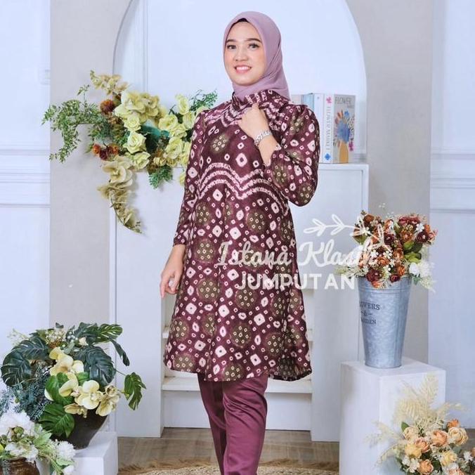 LIZA ONESET JUMPUTAN CELANA ATASAN JUMPUTAN KOMBINASI BY ISTANA KLASIK BATIK KERJA BATIK PALEMBANG J
