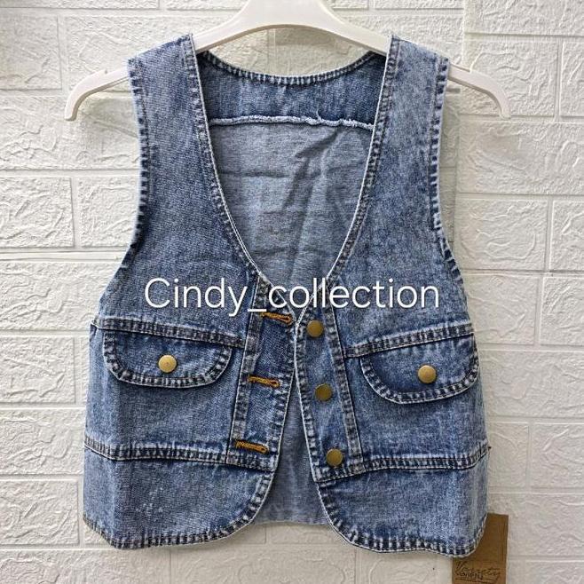 Rompi Jeans Crop Rompi Jeans Crop Wanita Snow Vest Cewek Denim