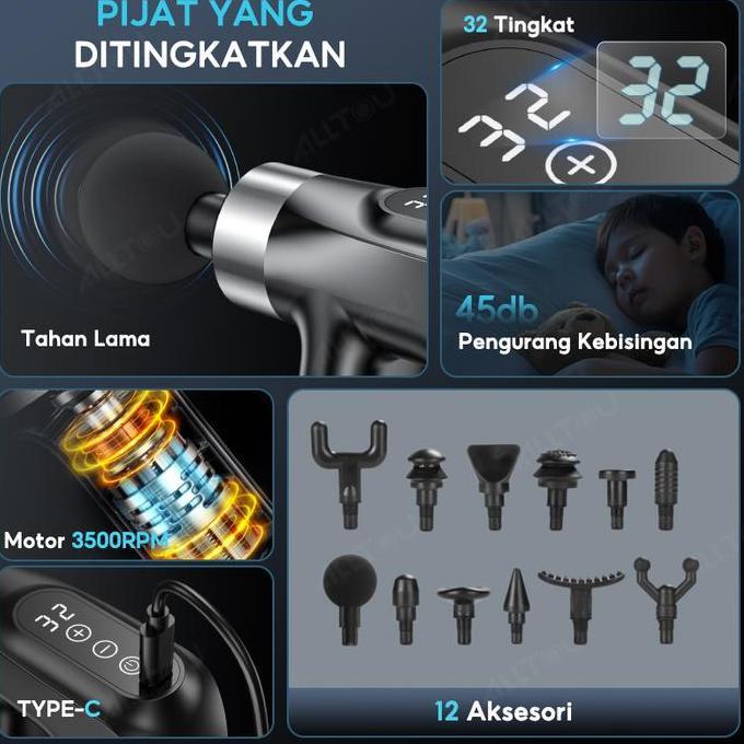ALLTOU 12 in 1 Alat Pijat Listrik Terapi Otot yang Ditingkatkan Alat Relaksasi Terapi Otot Jaringan 