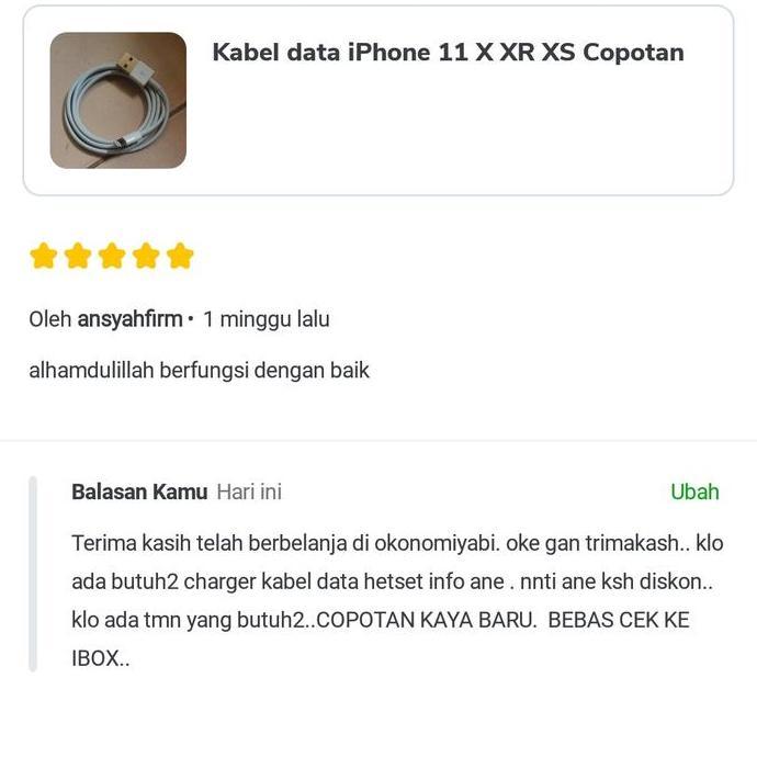 Kabel data iPhone 11 X XR XS Copotan