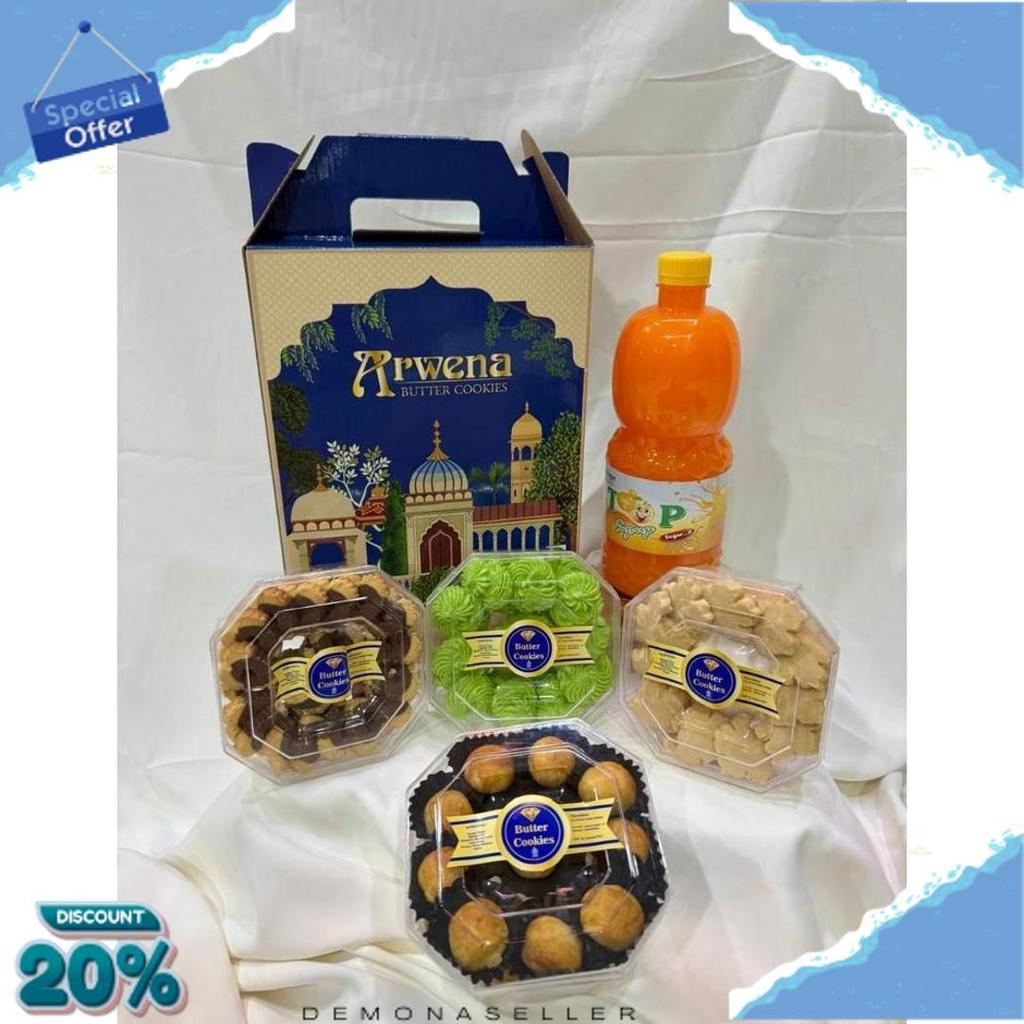 Diskon Hampers Paket Kue Lebaran 1 Sirup 4 Kue Paket Arwena