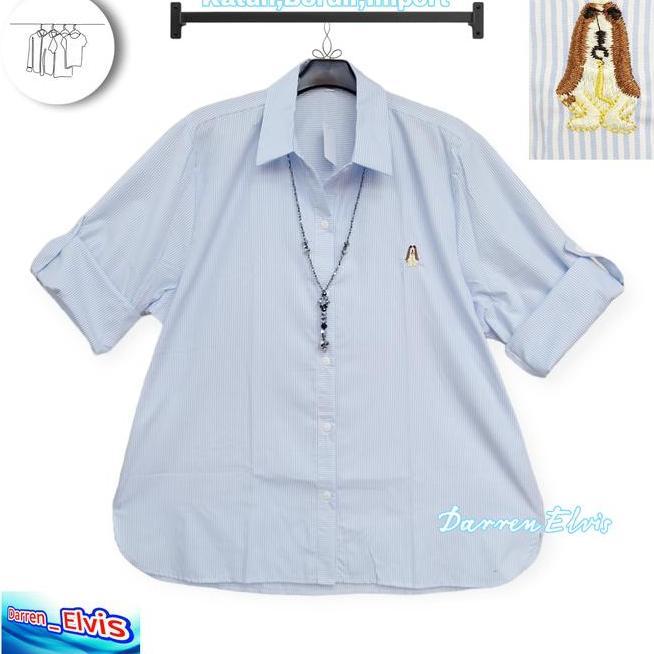 Kemeja Salur Kemeja Salur Biru Muda Biru Wanita Bordir Gukguk