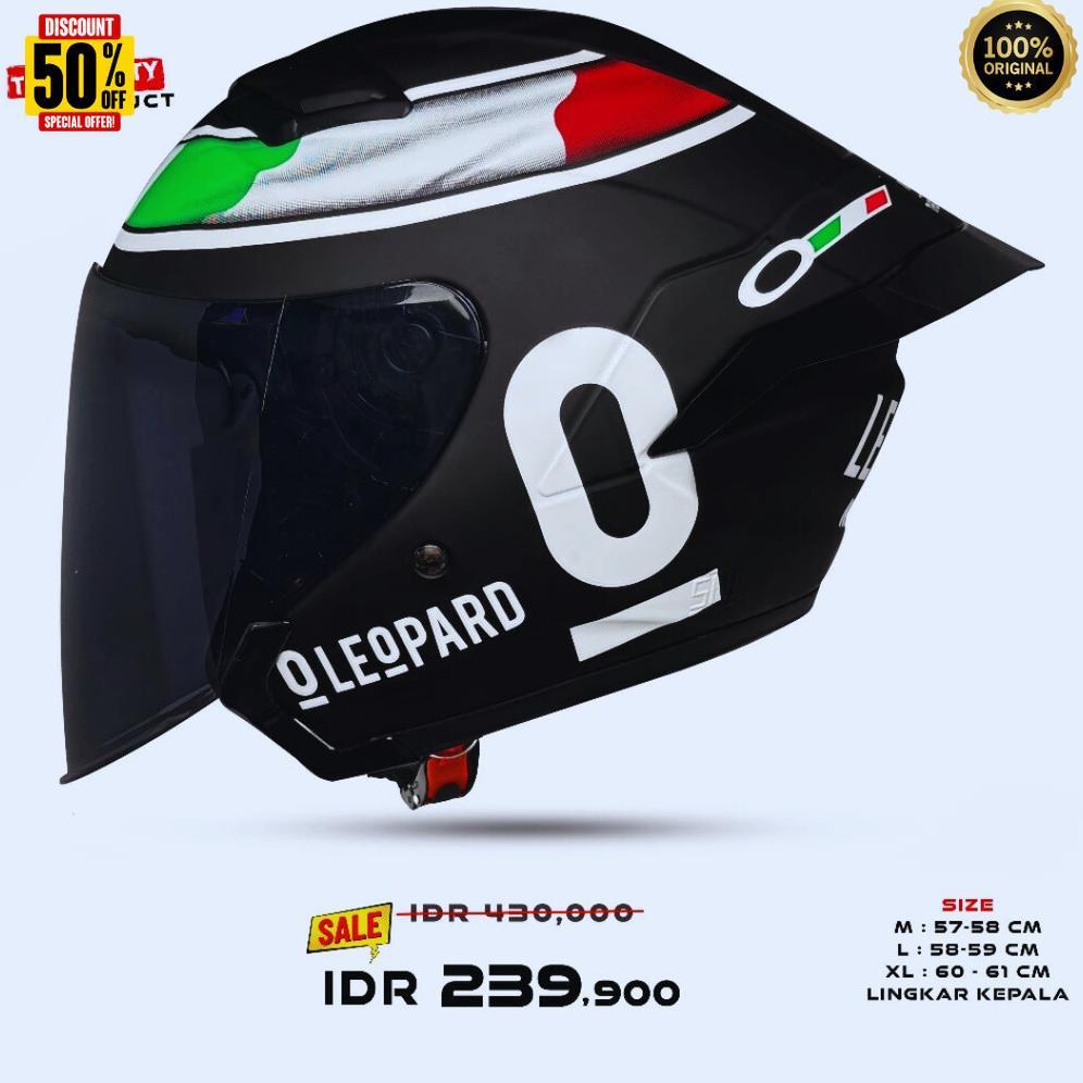 BEST SALE helm MOTIF LEOPARD 100% ORI MLA [ TERMURAH ]  keren berkualitas helm hallf face grey dop