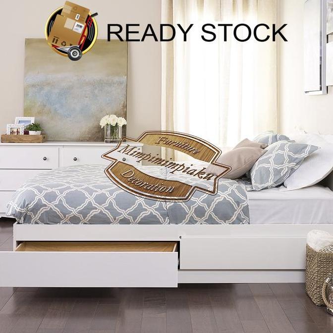 Terlaris Dipan Laci Putih Single Bed / Ranjang Laci Putih Single