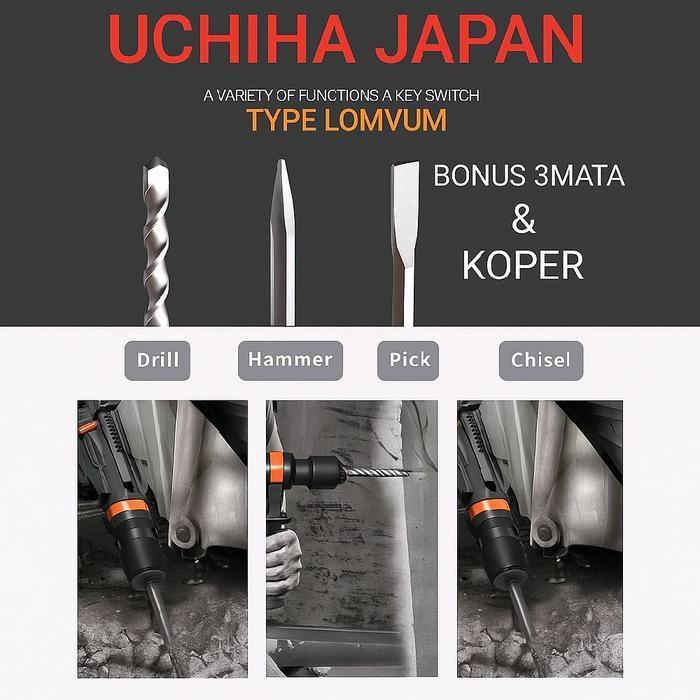 jack hammer drill mesin bor beton UCHIHA JAPAN impact drill