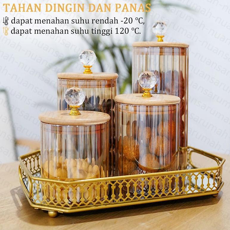 ARVUNECOLLECTIVE TOPLES KACA AESTHETIC TOPLES MEWAH SET TEMPAT PENYIMPANAN KACA BENING TOPLES MAKANA