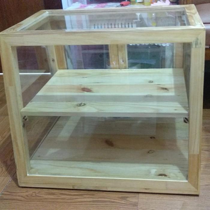 etalase kayu kaca jualan warung food display kue makanan 80x35x60cm