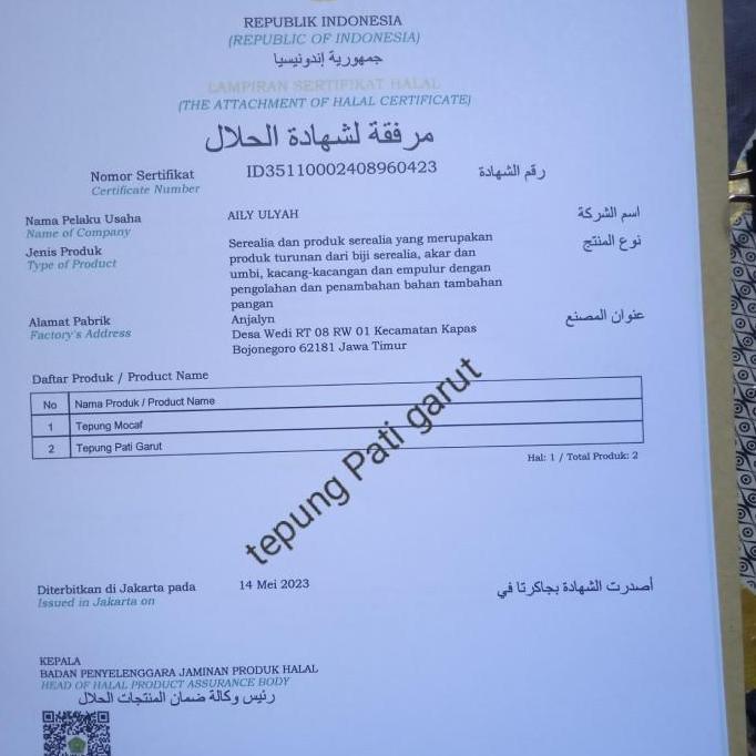 tepung pati garut/1 kg/pati irut/pati jengkerut