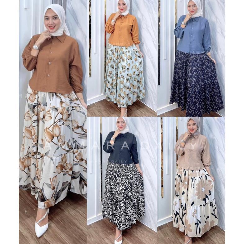 Kualitas Super Ammara - Safara Setelan Rok Rayon Mix Pololinen