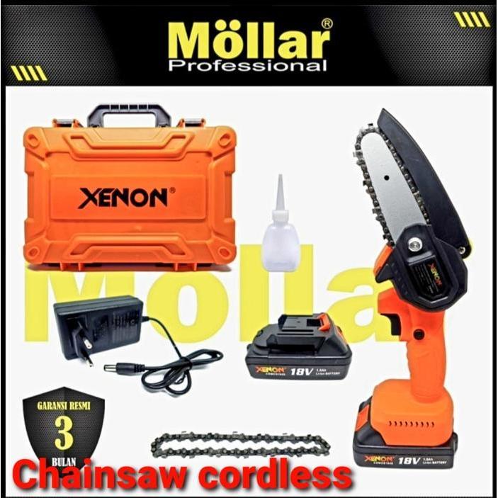 XENON CDMCS1845 Cordless Mini Chain Saw 4" Gergaji Mesin Baterai 18V