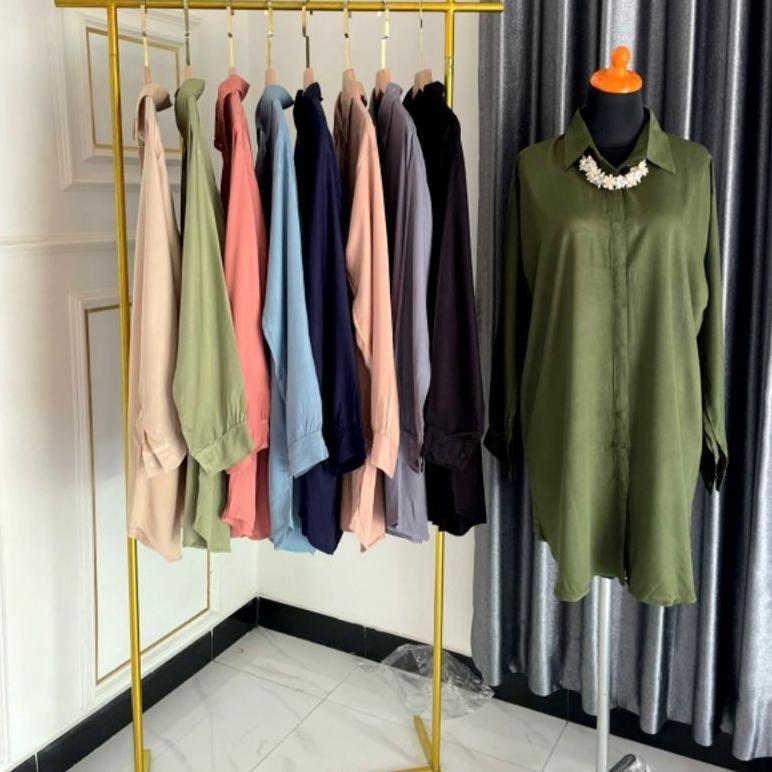 ORIGINAL BCL MODE TUNIK WANITA PREMIUM RAYON TWILL JUMBO ST.YVES OVERSIZE AYANA SHIRT KEMEJA ALENA M