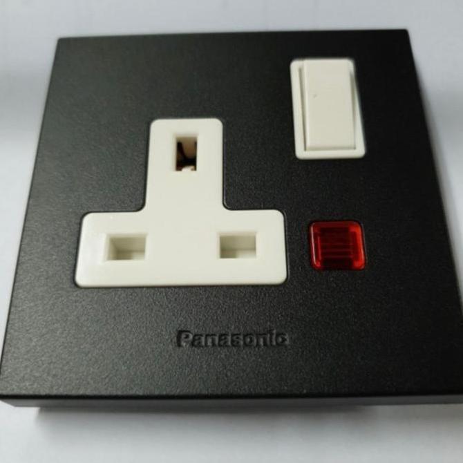 STOP KONTAK AC KAKI 3 HITAM BLACK PANASONIC READY