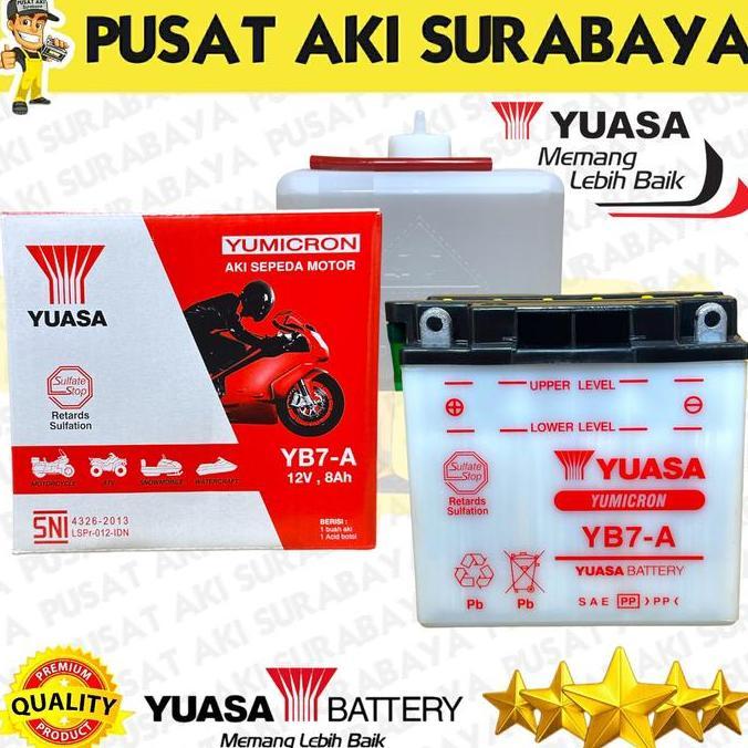 Promo ACCU YUASA YB7A ORIGINAL AKI YB7 A 8 AMPER THUNDER PULSAR Diskon