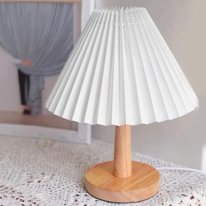 Lampu Meja Aesthetic Minimalis Korea / Retro Pleated Lamp Lampu Meja Tidur Lipit Korea / Lampu Meja 