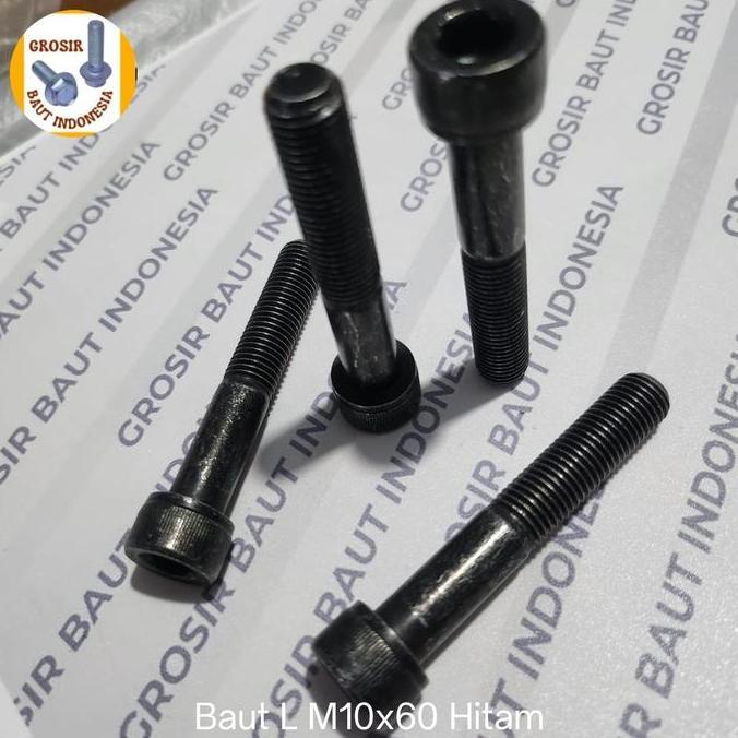 (4Pcs) Baut Kunci L8 ( Baut 14) Panjang 6Cm Hitam M10X60 Promo