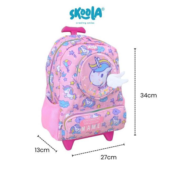 Skoola Tas Anak Trolly Sekolah TK Perempuan Karakter Unicorn Custome Name - Trolly Leika NS