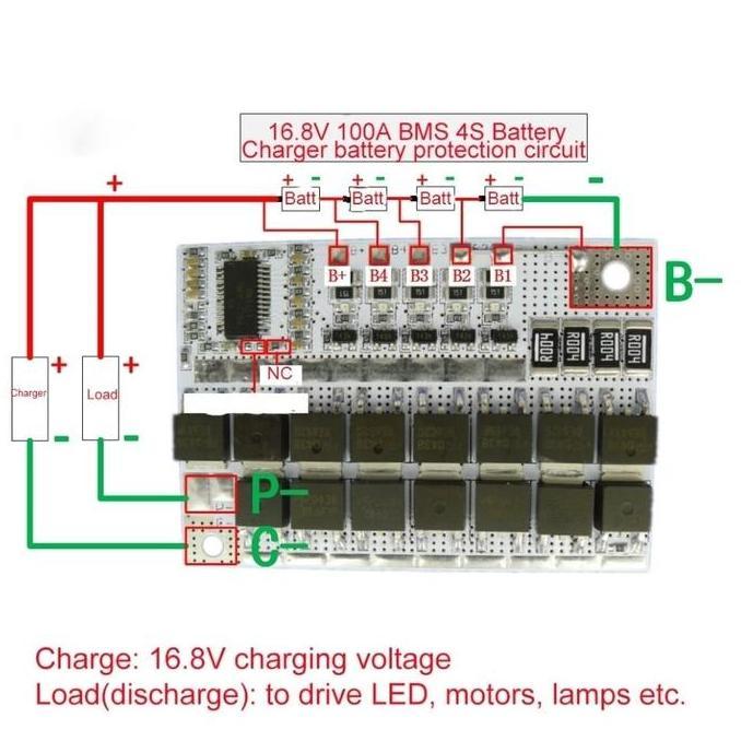 BMS Module Baterai Charger Modul 3S 4S 100A BMS Protection Board Lion Lipo 18650 21700 26650 ASLI