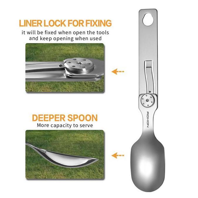 ROXON C1 3 in 1 Sendok Garpu Pisau Lipat Outdoor Camping Magnetic