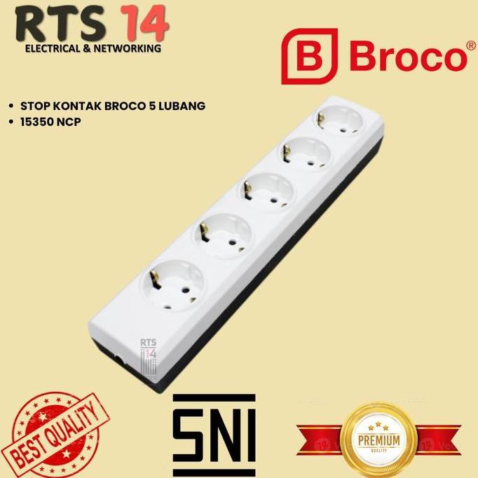 STOP KONTAK BROCO 5 LUBANG 15350 NCP / TERMINAL EXTENTION 5 LUBANG / COLOKAN LISTRIK BROCO PUTIH REA