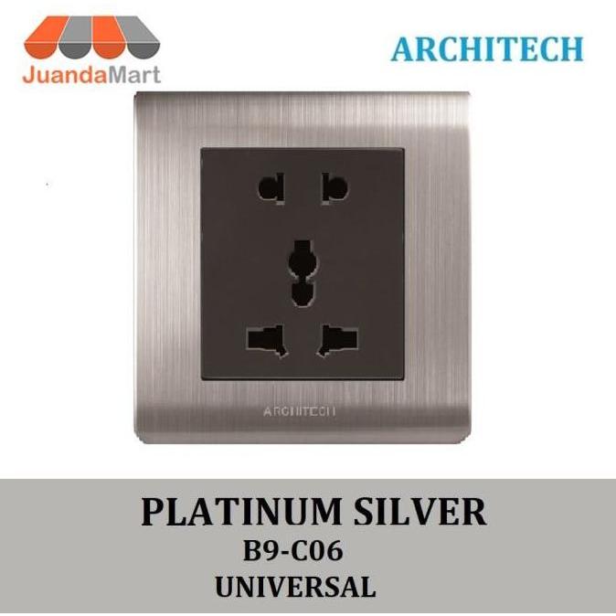 [JM] ARCHITECH PLATINUM B9-C06 SILVER STOP KONTAK - COLOKAN UNIVERSAL READY
