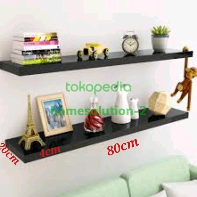 (80X20X4Cm) Rak Ambalan Dinding Gantung Kayu Minimalis - Putih Baru