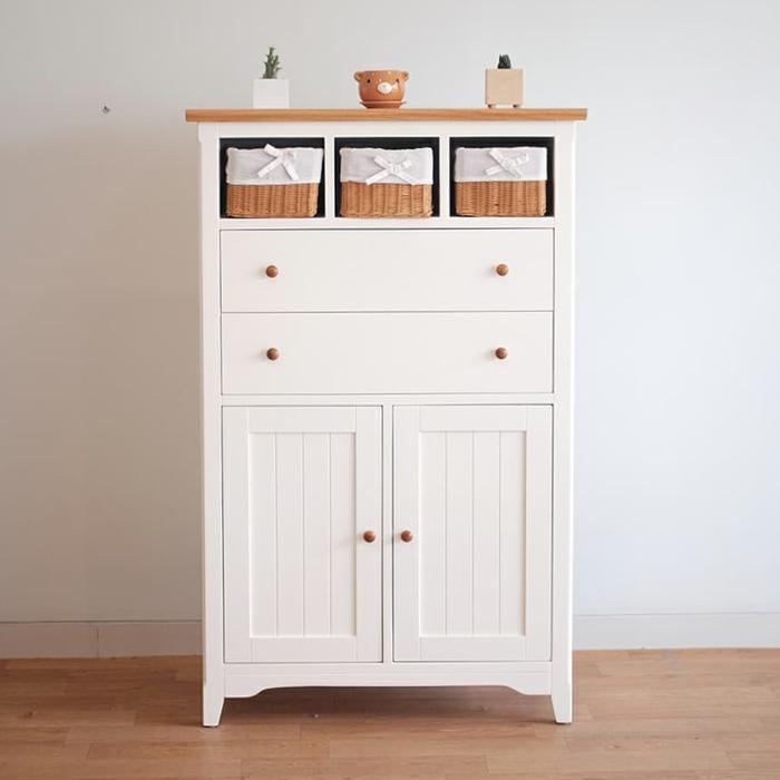 lemari dapur model shabby chic solid kayu jati belanda finishing duco