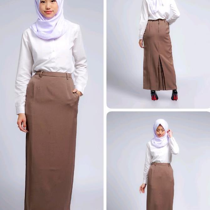 Rok span panjang kerja kantor wanita terbaru kekinian modern modis elegant reguler fit resleting bel